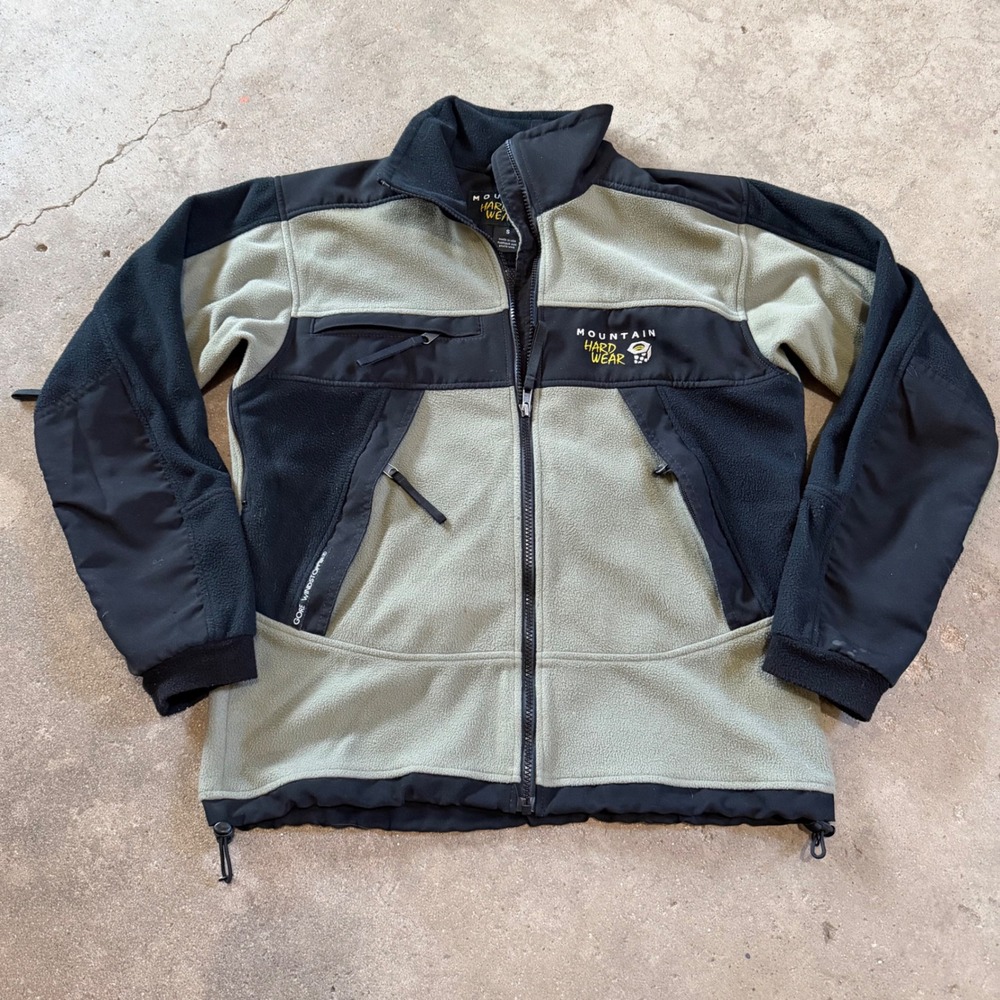 Mountain Hardwear Fleece Jacket Men Small Green Black Gore Windstopper USA Made